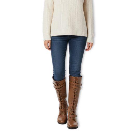 Mona | Women's Smooth Platform Knee High Boot