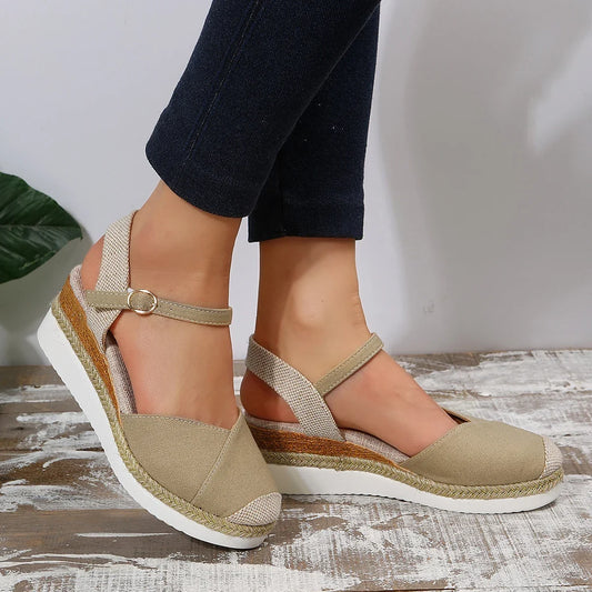 Joanna | Women's Woven Leather Look Espadrille