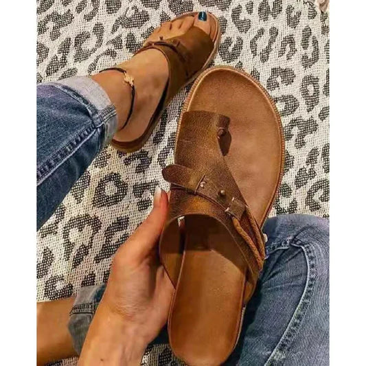 Imelda | Women's Leather Look Slip on Slipper