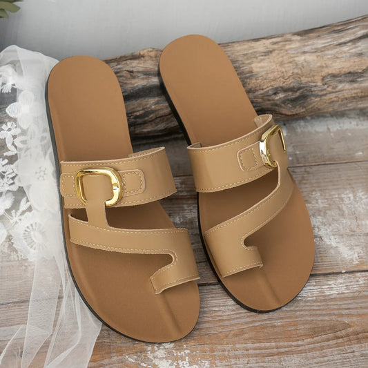 Maren | Women's Leather Look Buckle Strap Sandal