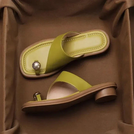 Morgane | Women's Leather Square Toe Slide