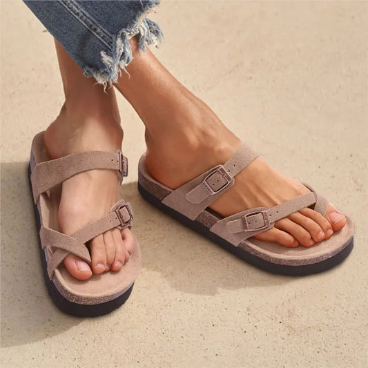 Livia | Women's Open Toe Buckle Strap Slide