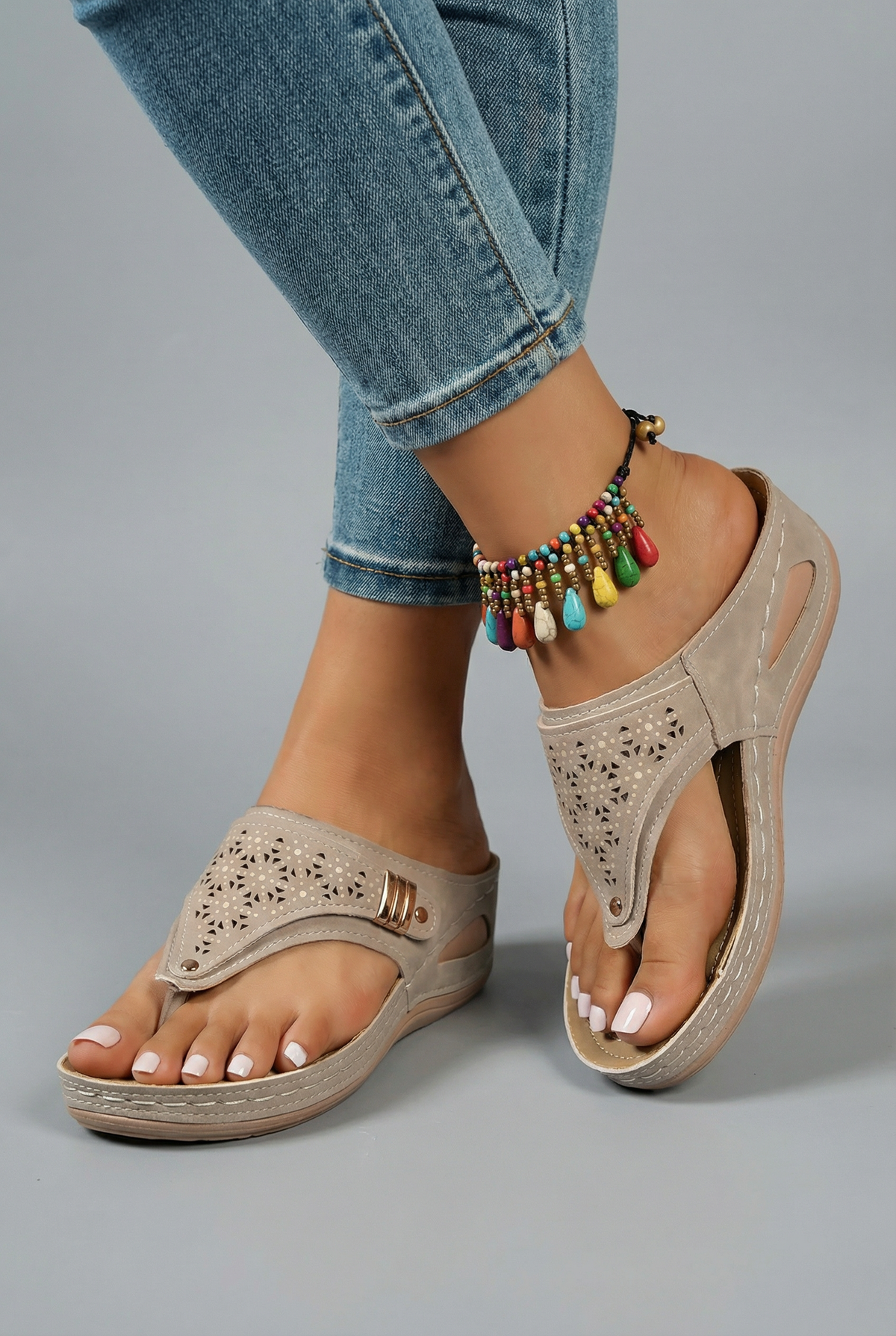 Yolanda | Women's Perforated Textured Flip Flop