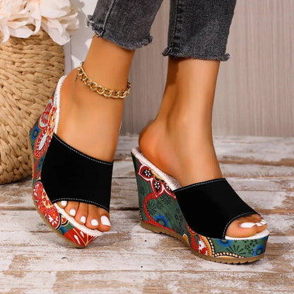 Yolanda | Women's Floral Print Open Toe Mule