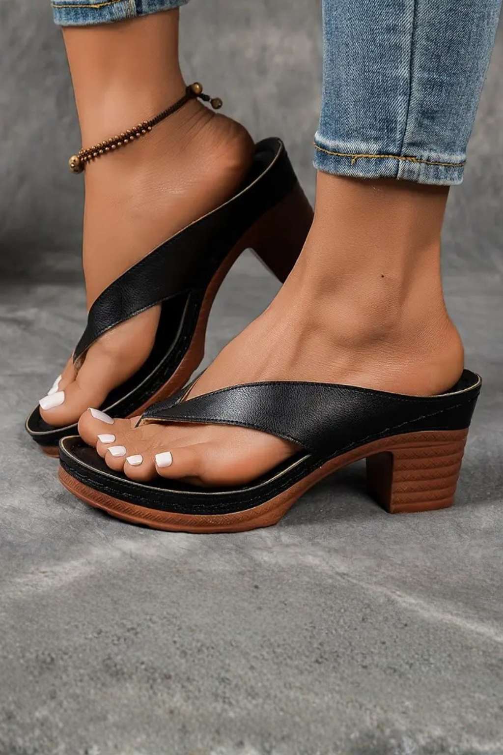 Greta | Women's Perforated Square Toe Flip Flop