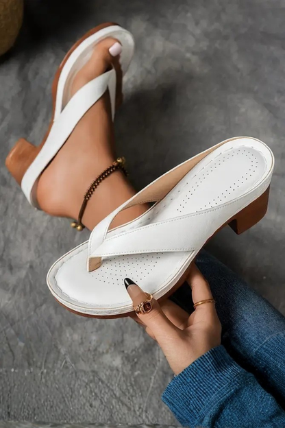 Greta | Women's Perforated Square Toe Flip Flop