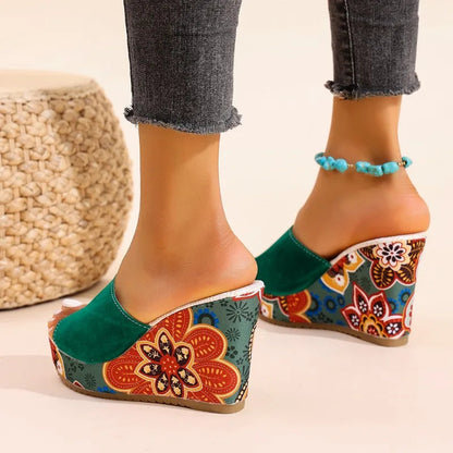 Yolanda | Women's Floral Print Open Toe Mule