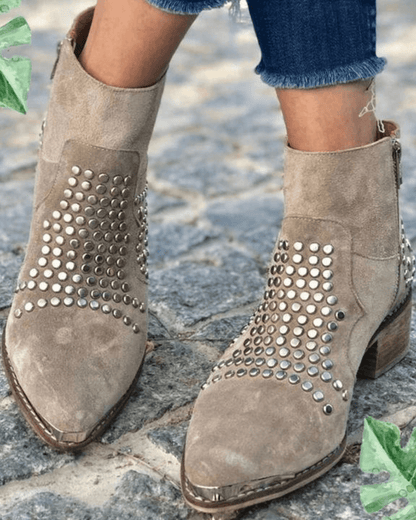 Fenella | Women's Studs Pointed Toe Ankle Boot