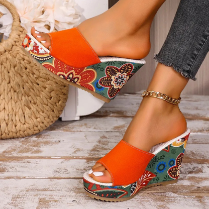 Yolanda | Women's Floral Print Open Toe Mule
