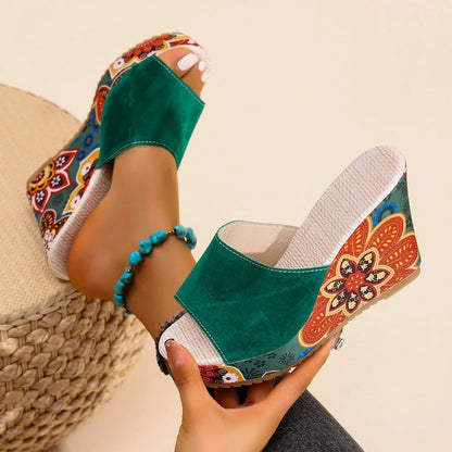 Yolanda | Women's Floral Print Open Toe Mule