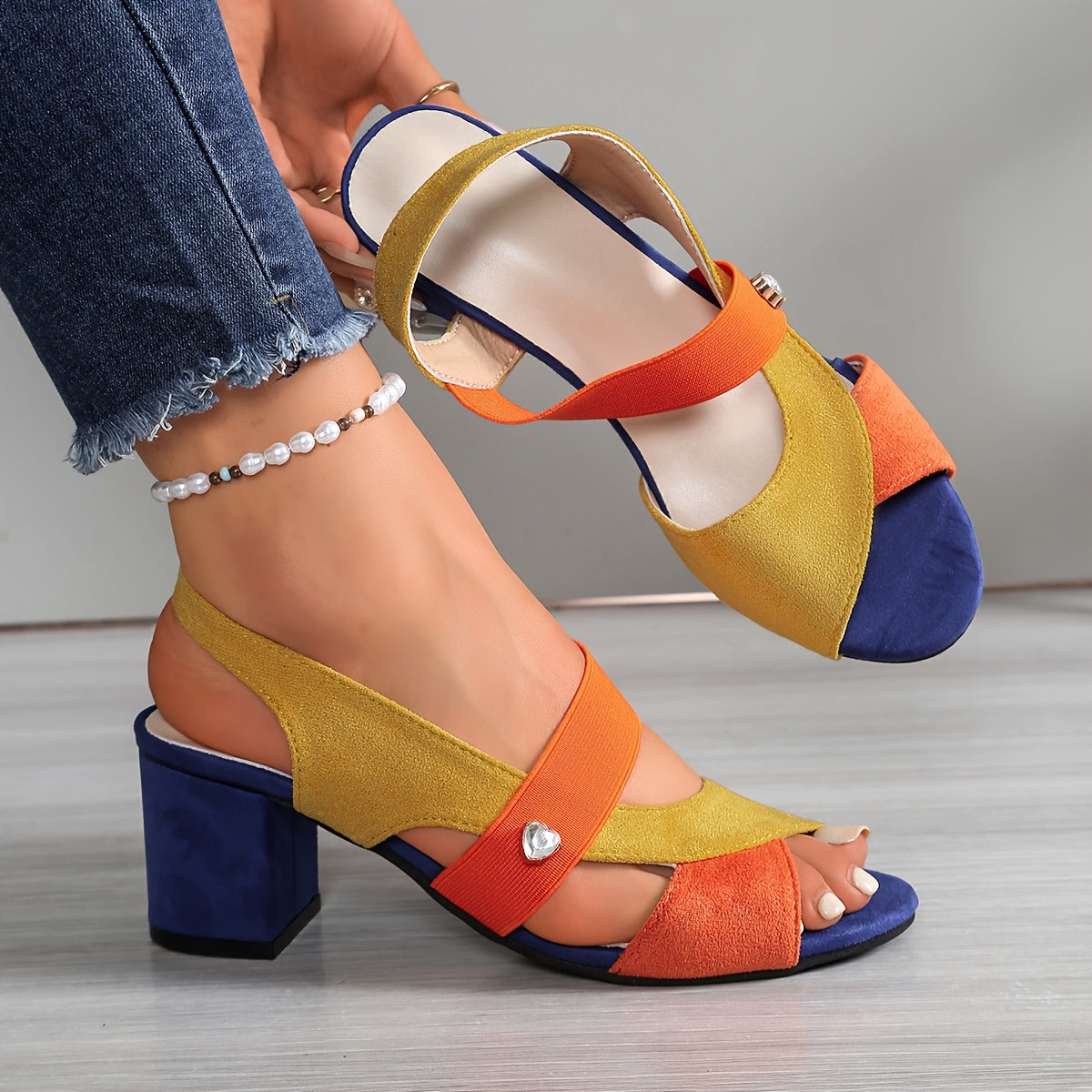 Birgit | Women's Crossed Straps Block Heel Sandal