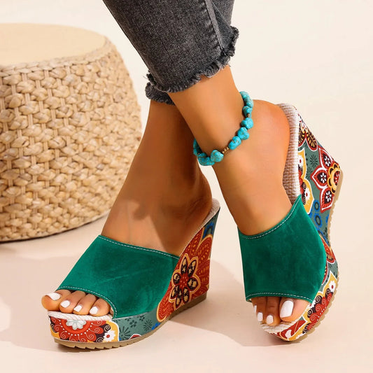 Yolanda | Women's Floral Print Open Toe Mule