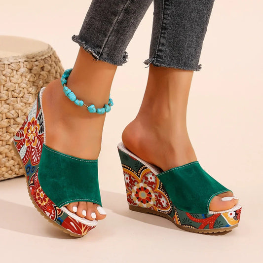 Yolanda | Women's Floral Print Open Toe Mule
