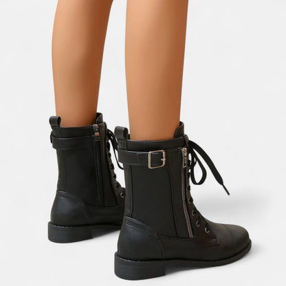 Elowen | Women's Leather Look Lace Up Ankle Boot