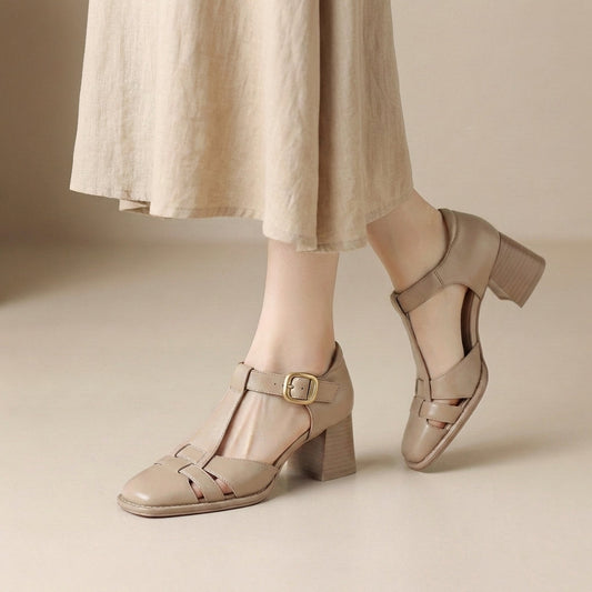 Malin | Women's Leather Look Square Toe Sandal