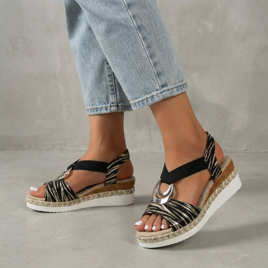 Mabel | Women's Metal Textured Espadrille