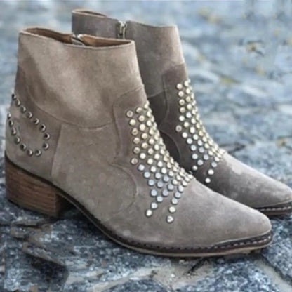 Fenella | Women's Studs Pointed Toe Ankle Boot