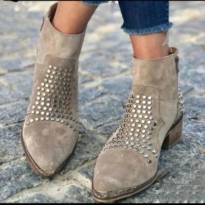 Fenella | Women's Studs Pointed Toe Ankle Boot
