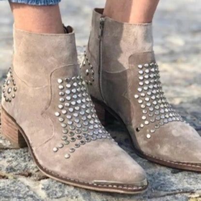 Fenella | Women's Studs Pointed Toe Ankle Boot