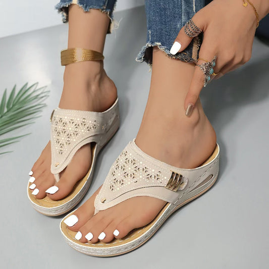 Irene | Women's Leather Look Open Toe Slipper