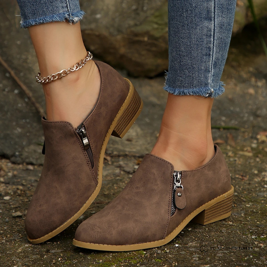 Pia | Women's Suede Look Wide Fit Ankle Boot