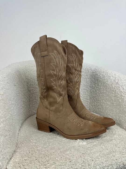 Rhona | Women's Leather Look Zip Western Boot