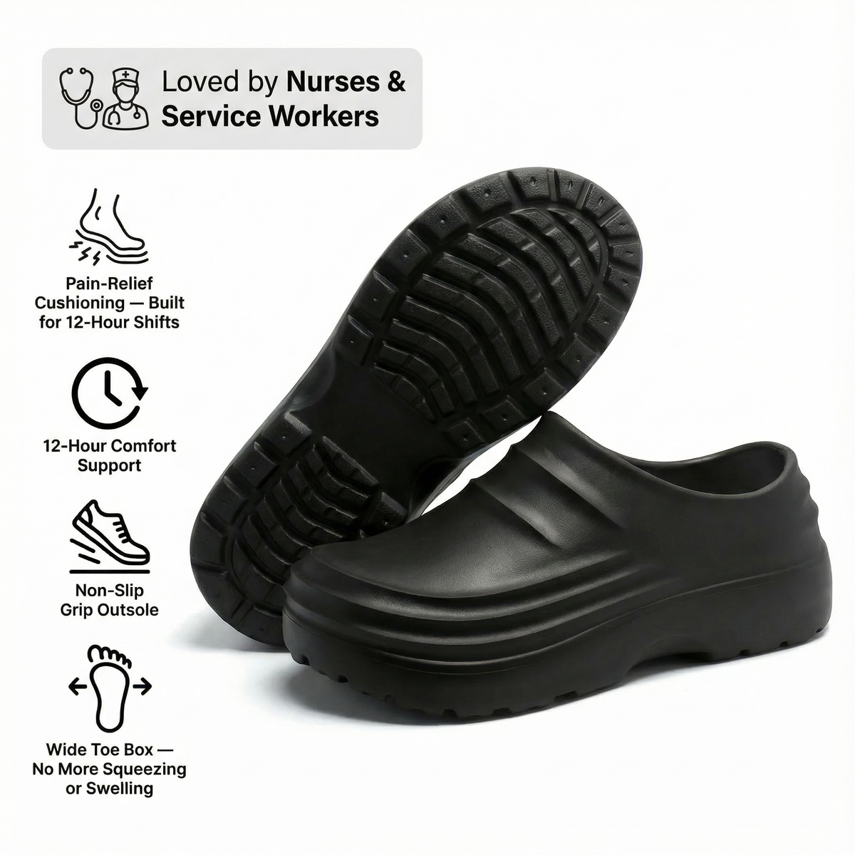 Tamara | Unisex Wide Fit Grooved Clog