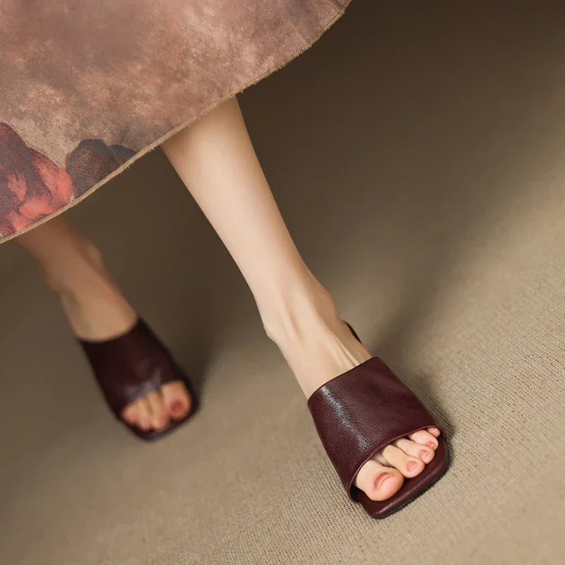 Gwendolyn | Women's Leather Square Toe Slide