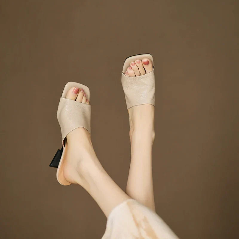 Gwendolyn | Women's Leather Square Toe Slide