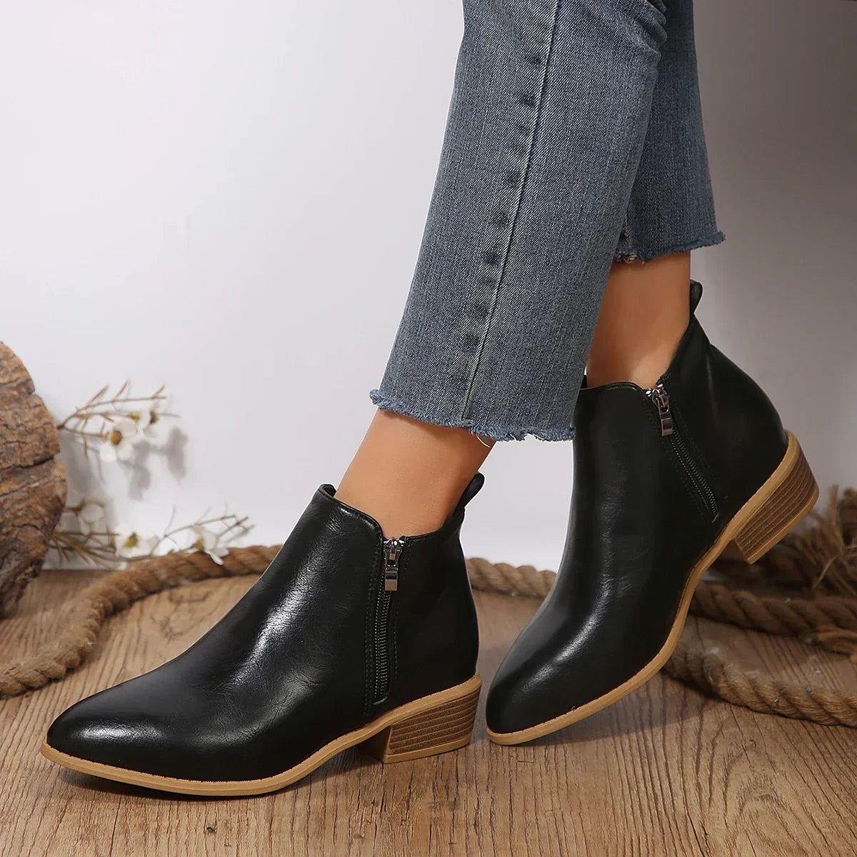 Sloane | Women's Check Pattern Leather Look Ankle Boot