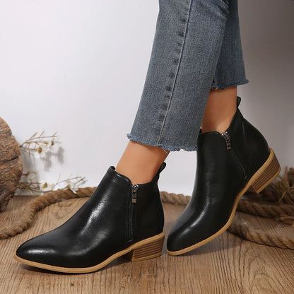 Sloane | Women's Check Pattern Leather Look Ankle Boot