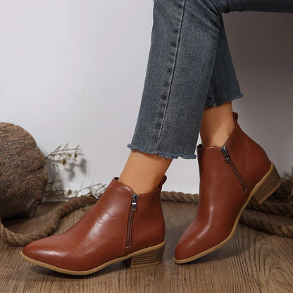 Sloane | Women's Check Pattern Leather Look Ankle Boot
