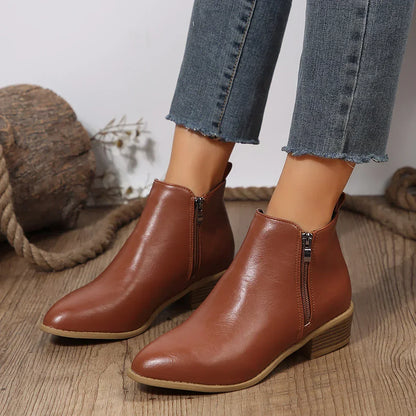 Sloane | Women's Check Pattern Leather Look Ankle Boot
