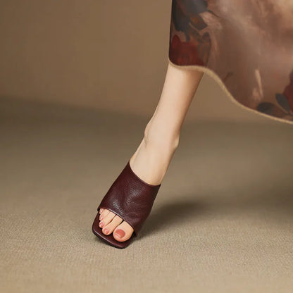 Gwendolyn | Women's Leather Square Toe Slide