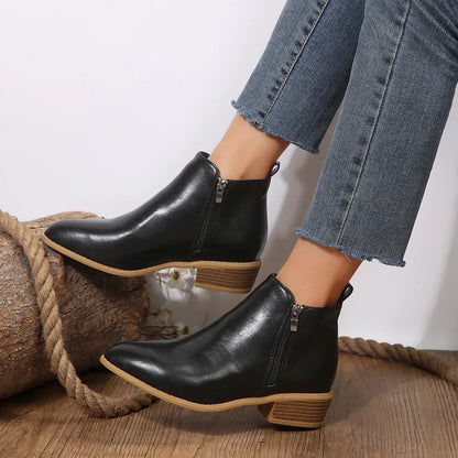 Sloane | Women's Check Pattern Leather Look Ankle Boot
