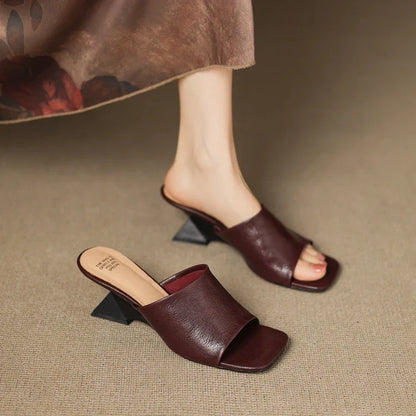 Gwendolyn | Women's Leather Square Toe Slide