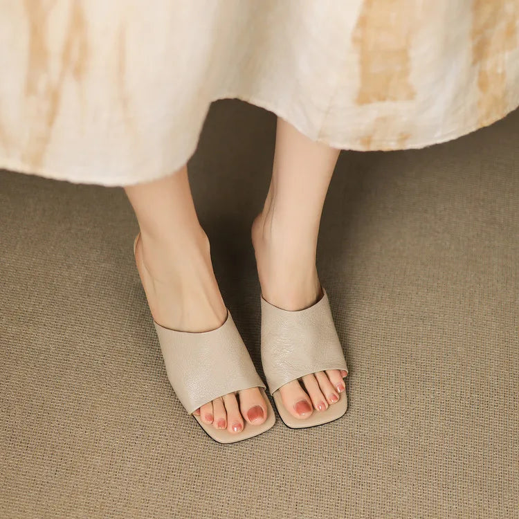 Gwendolyn | Women's Leather Square Toe Slide