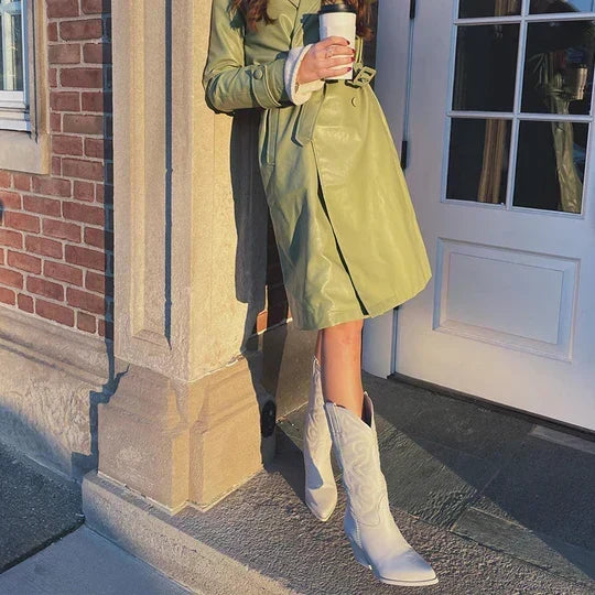Rhona | Women's Leather Look Zip Western Boot