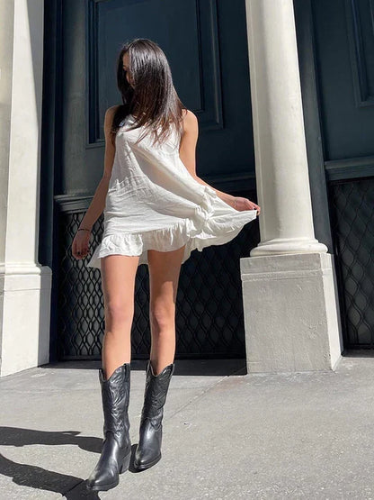 Rhona | Women's Leather Look Zip Western Boot