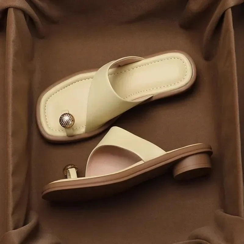 Morgane | Women's Leather Square Toe Slide