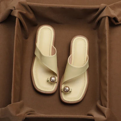 Morgane | Women's Leather Square Toe Slide