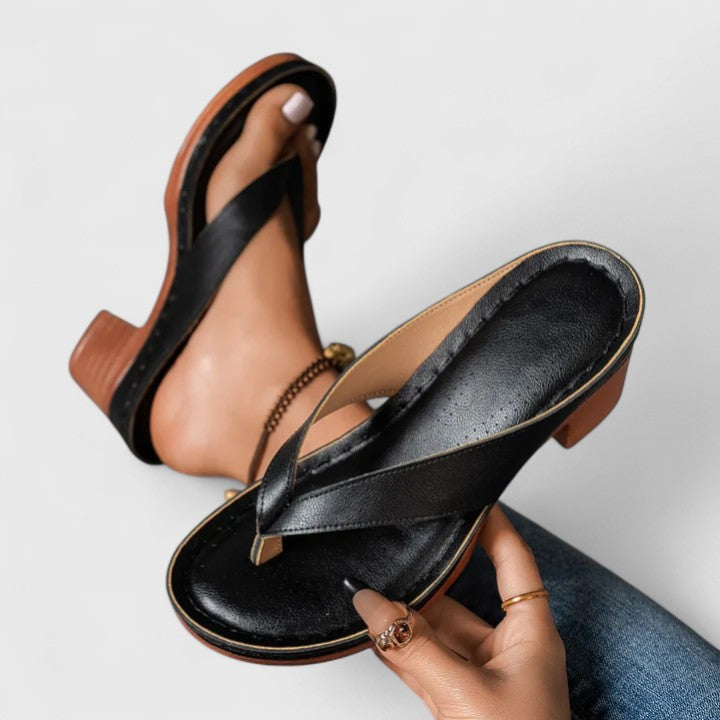 Davina | Women's Leather Look Square Toe Flip Flop