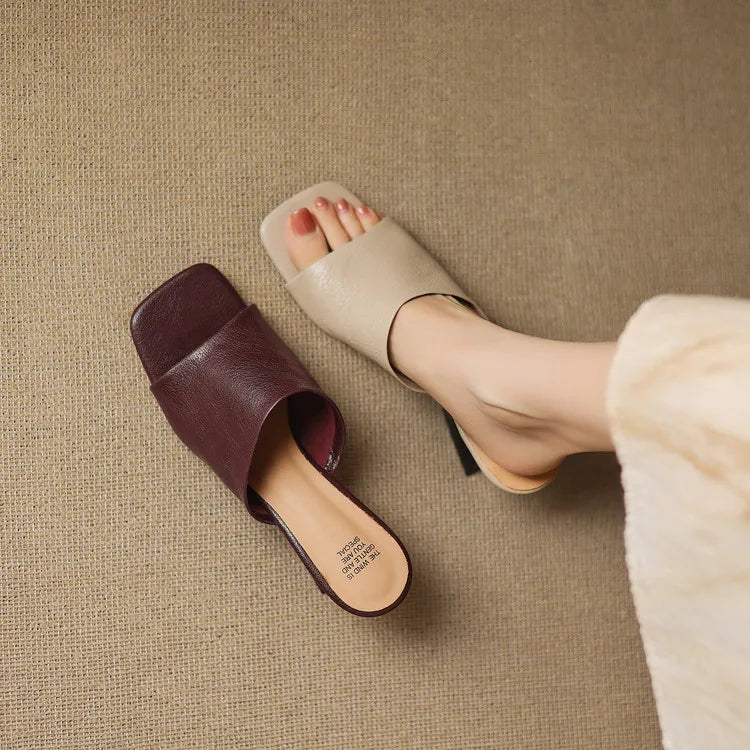 Gwendolyn | Women's Leather Square Toe Slide