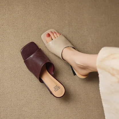 Gwendolyn | Women's Leather Square Toe Slide