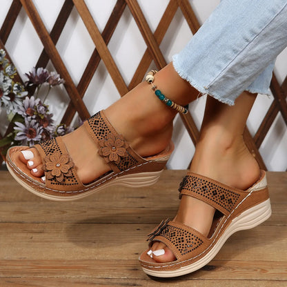 Carina | Women's Floral Print Perforated Slide