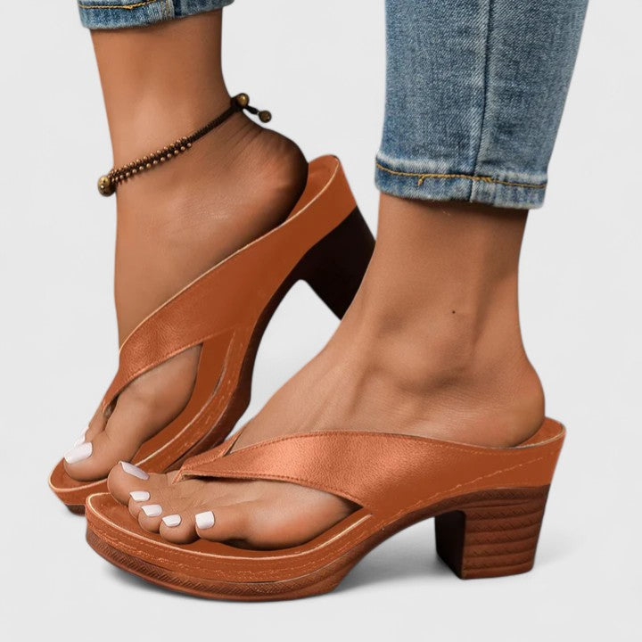 Davina | Women's Leather Look Square Toe Flip Flop