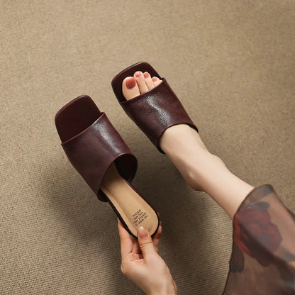 Gwendolyn | Women's Leather Square Toe Slide