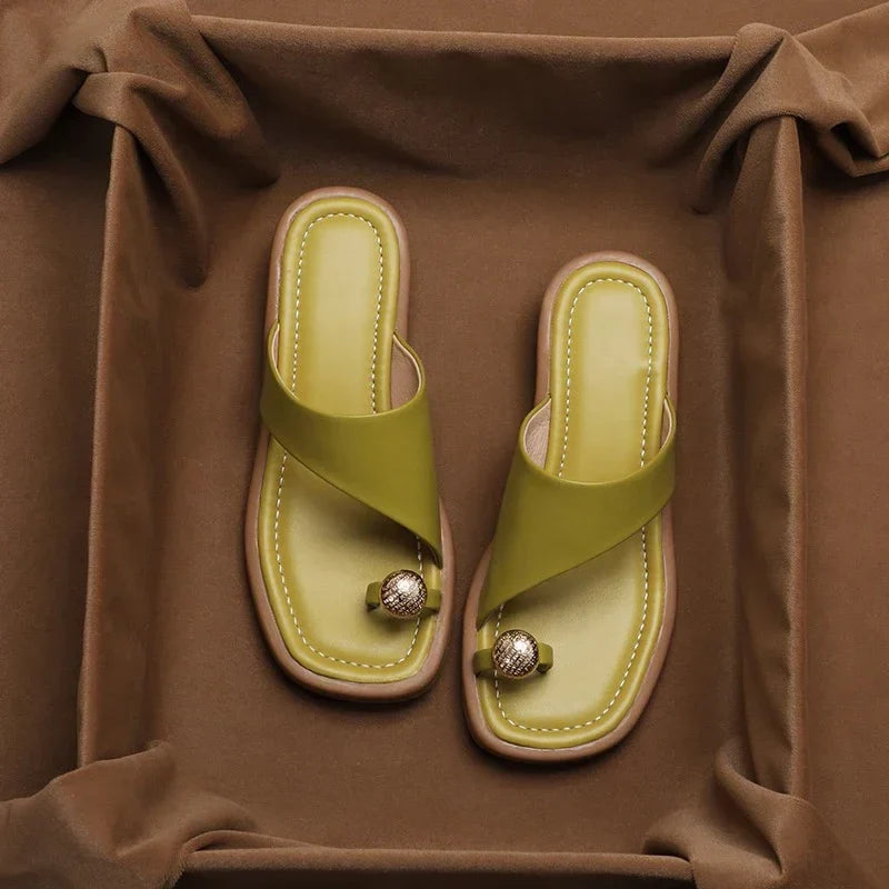 Morgane | Women's Leather Square Toe Slide