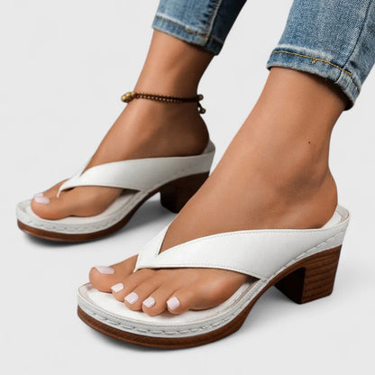 Davina | Women's Leather Look Square Toe Flip Flop