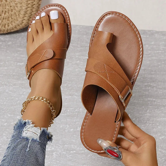 Eliana | Women's Crossed Straps Buckle Strap Slide